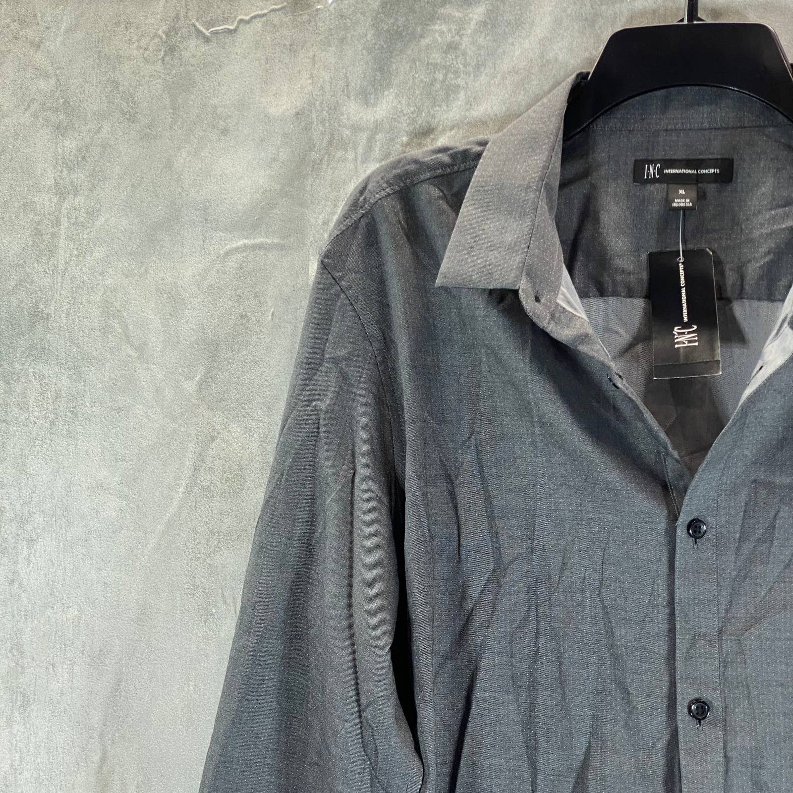 INC INTERNATIONAL CONCEPTS Men's Grey Combo Ringo Pindot Button-Up Shirt SZ XL