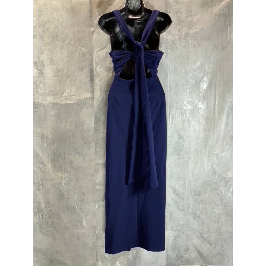 BETSY & ADAM Women's Navy Midi Crepe Pull-Through Back Wrap Dress SZ 10