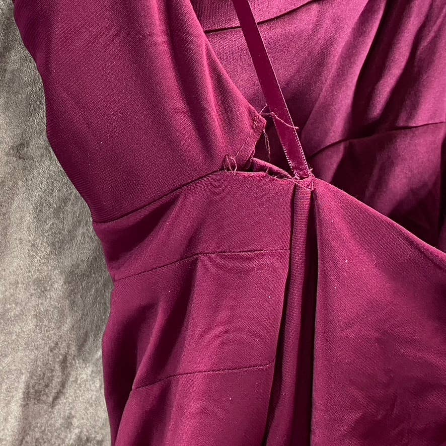 CITY STUDIO Juniors' Burgundy Cowl-Neck Open-Back Side-Slit Maxi Dress SZ 1