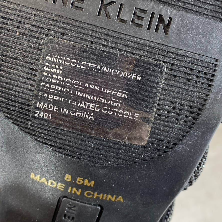 ANNE KLEIN Women's Black Nikole Rhinestone Embellished Square-Toe Sandals SZ 8.5