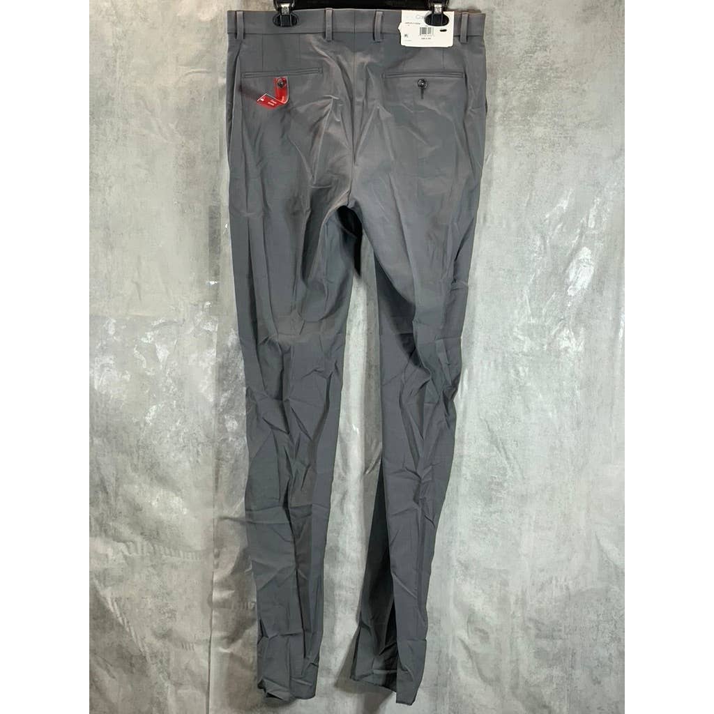 CALVIN KLEIN Men's Gray Sharkskin Slim-Fit Flat Front Suit Pants SZ 33X32