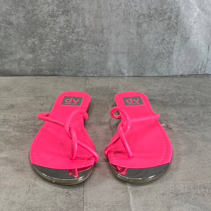 DV DOLCE VITA Women's Fuchsia Penni Toe-Loop Slip-On Flip Flops SZ 5