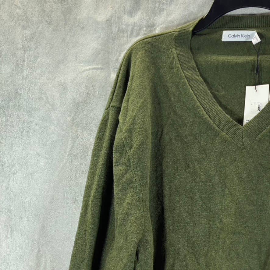 CALVIN KLEIN Men's Jolly Green Bean Heather V-Neck Pullover Sweater SZ 2XL