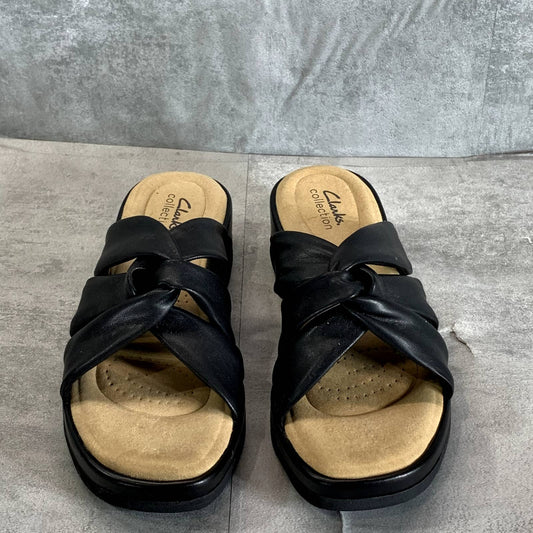 CLARKS COLLECTION Women's Black Clara Charm Slip-On Wedge Sandals SZ 9