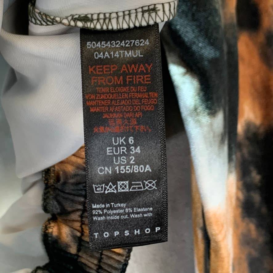 TOPSHOP Orange Tie Dye Long Sleeve Velour Crop Sweatshirt Stretch Top SZ 2