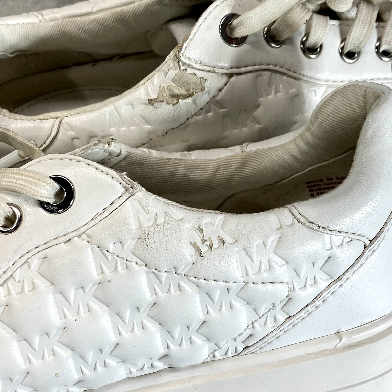 MICHAEL MICHAEL KORS Women's White Emmett Puffy Embossed Platform SneakersSZ 8.5