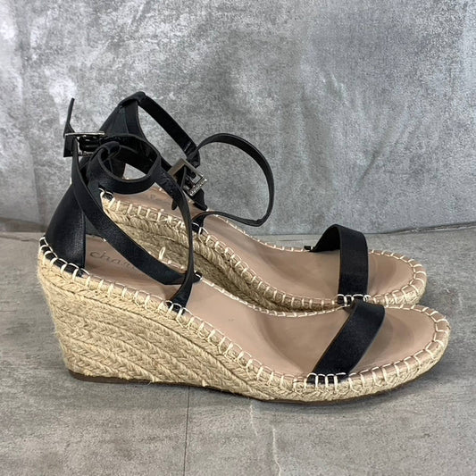 CHARLES BY CHARLES DAVID Women's Black Nola Wedge Espadrille Sandals SZ 11