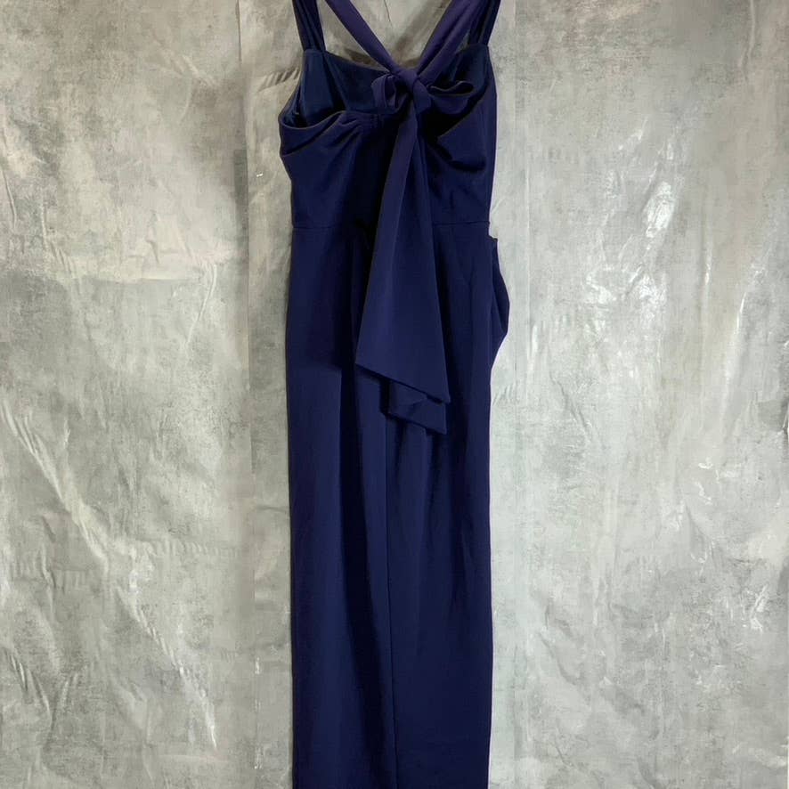 BETSY & ADAM Women's Navy Midi Crepe Pull-Through Back Wrap Dress SZ 10