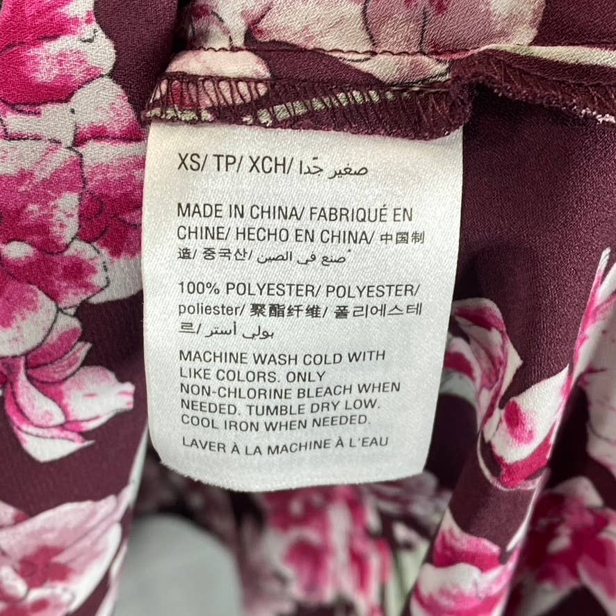 BAR III Women's Murano Blooms Printed Handkerchief Long-Sleeve Shirt Dress SZ XS