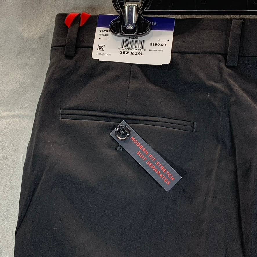 TOMMY HILFIGER Men's Solid Black Modern-Fit Stretch Dress Pants SZ 38X29