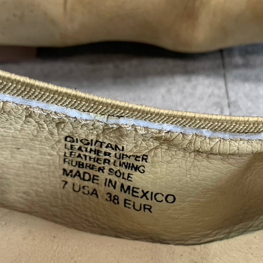 CHARLESTON SHOE CO Women's Tan Leather Gigi Round-Toe Slip-On Ballet Flats SZ 7