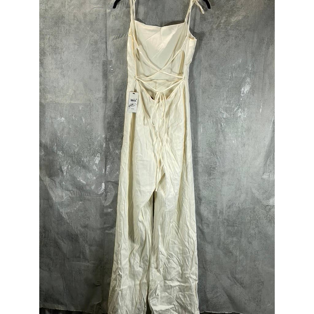 GUESS Women's Cream White Kora Tie-Straps Backless Jumpsuit SZ 4