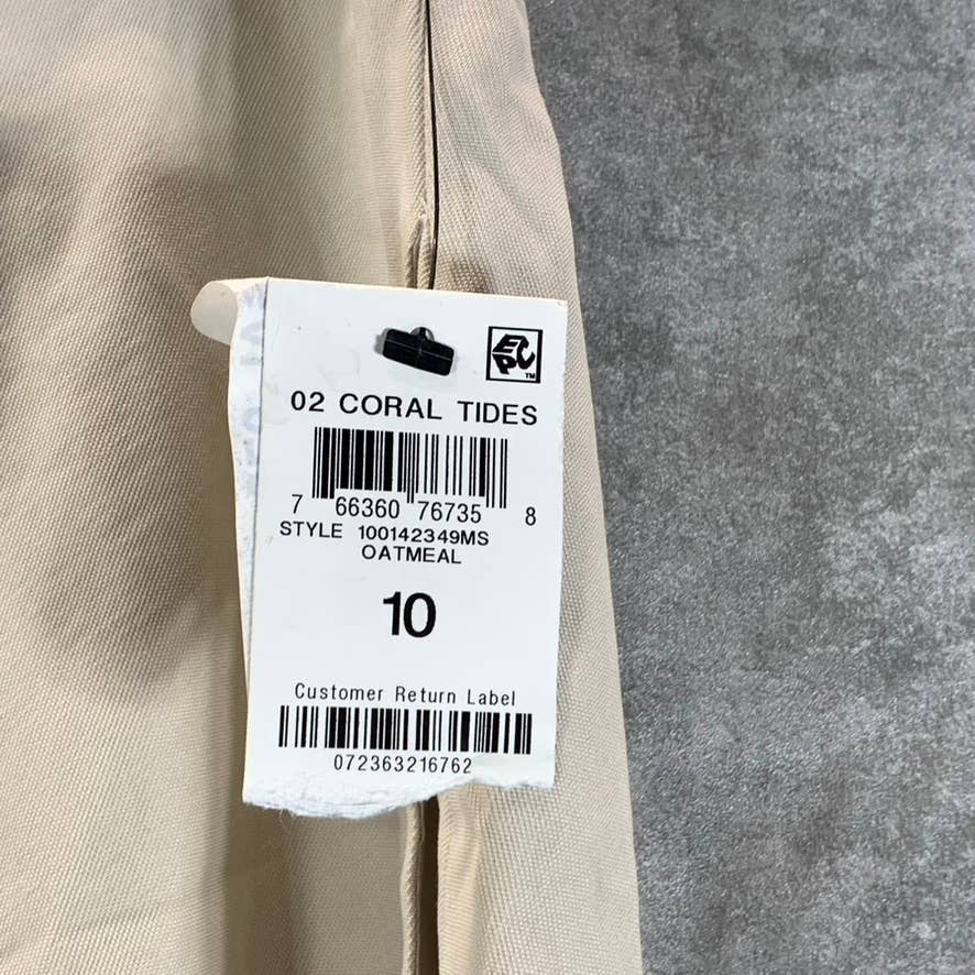 ALFANI Women's Oatmeal Elastic Waist Pocketed Pull-On Midi Skirt SZ 10