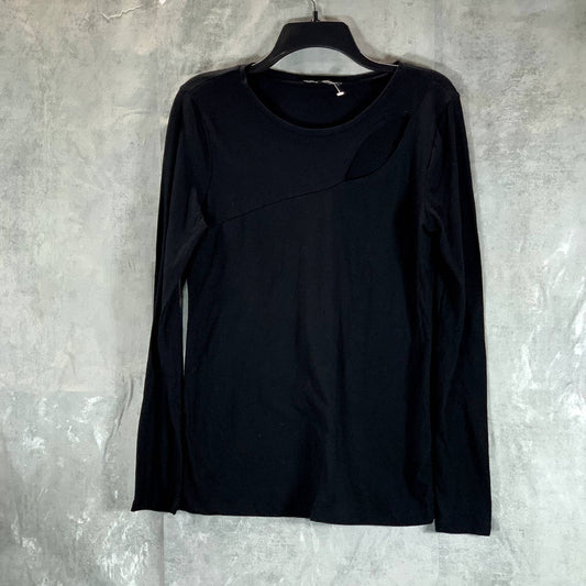 INC INTERNATIONAL CONCEPTS Women's Deep Black Cutout Long-Sleeve Top SZ S