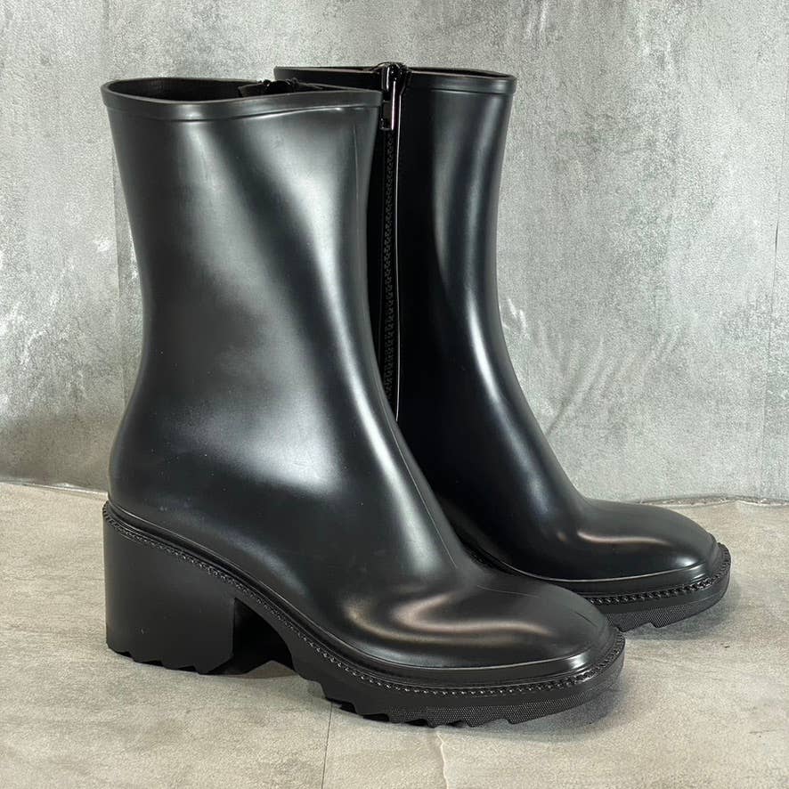 INC INTERNATIONAL CONCEPTS Women's Black Everett Square-Toe Rain Boots SZ 10