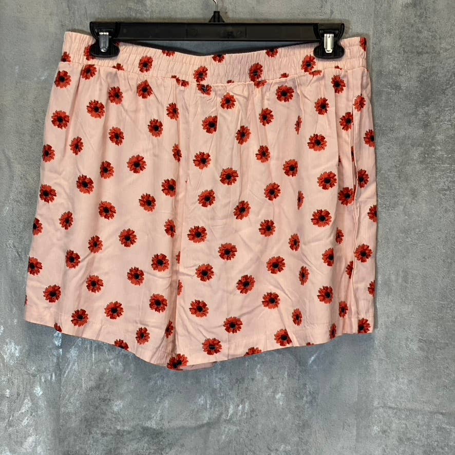ABOUND Women's Plus Size Pink Daisy Dots Easy Flowy Lightweight Elastic Waist Pull-On Shorts SZ 1X