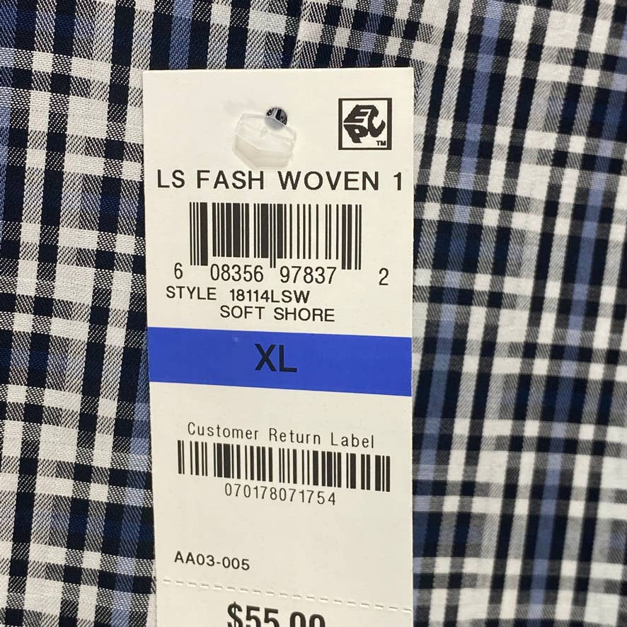ALFANI Soft Shore Plaid Woven Long Sleeve Button Down Shirt SZ XL