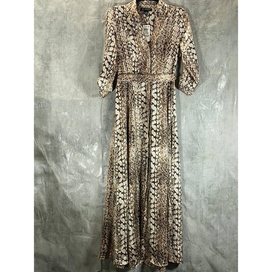 INC INTERNATIONAL Women's Cynthia Snake Print 3/4 Roll-Tab Maxi Shirtdress SZ 00