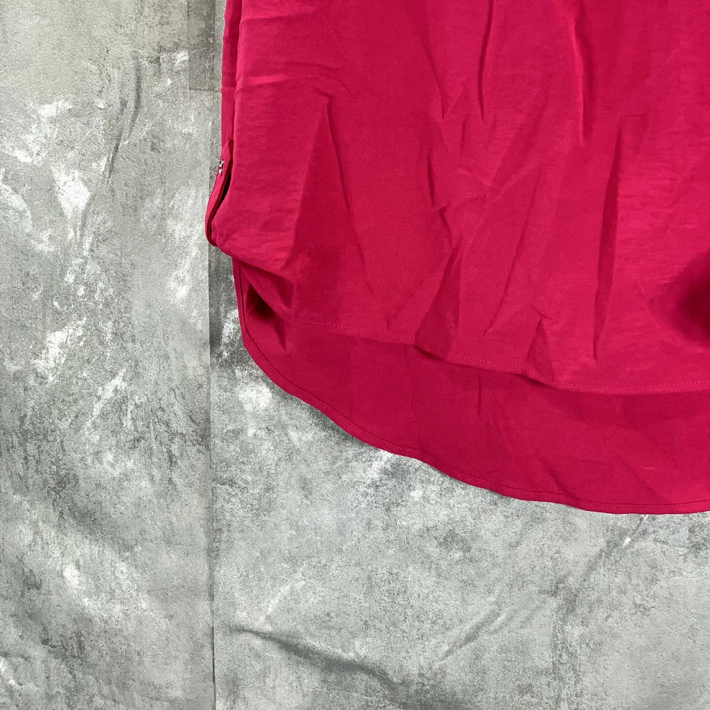 CALVIN KLEIN Women's Bright Pink Crewneck Keyhole Neck Dolman Sleeve Top SZ M