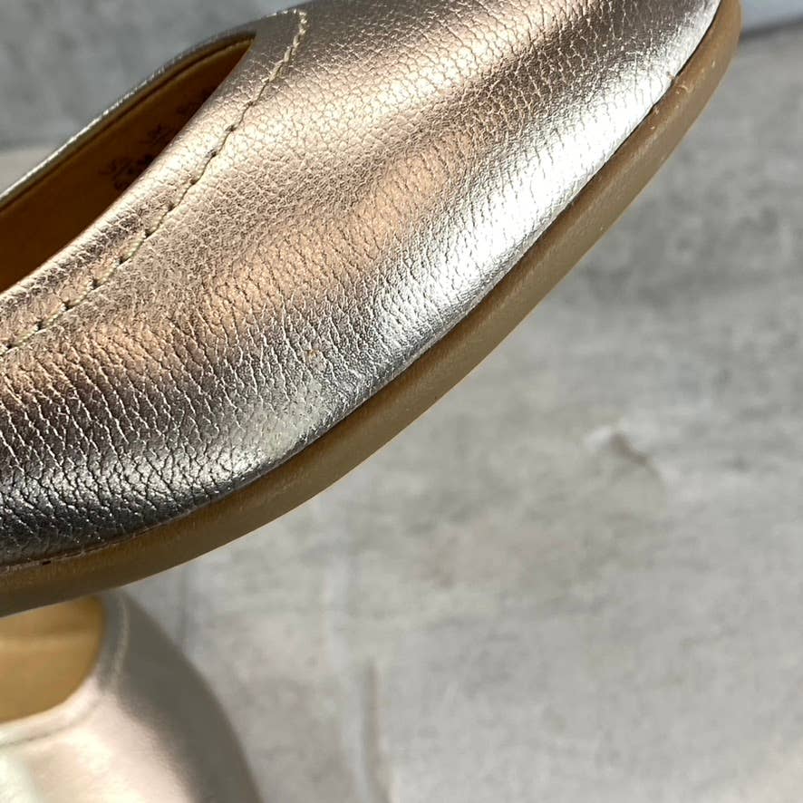 NATURALIZER Women's Warm Silver Metallic Vivienne Almond-Toe Slip-On Flats SZ6.5