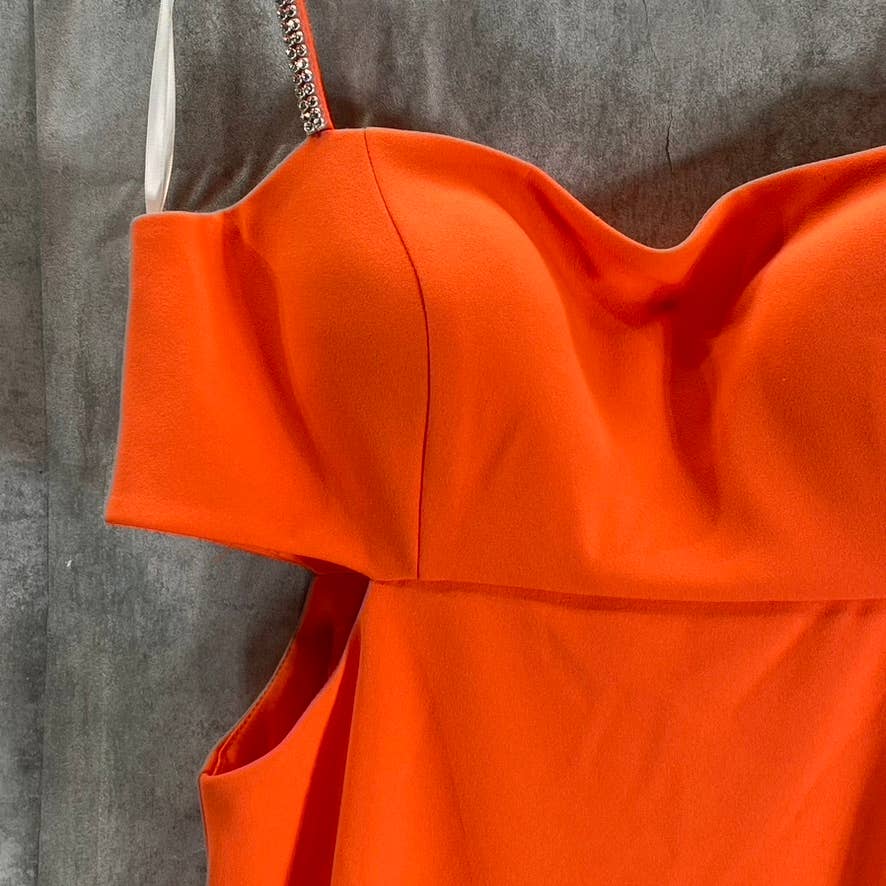 AQUA FORMAL Women's Orange Scuba Side Cutout Embellished Strap Sheath Mini Dress