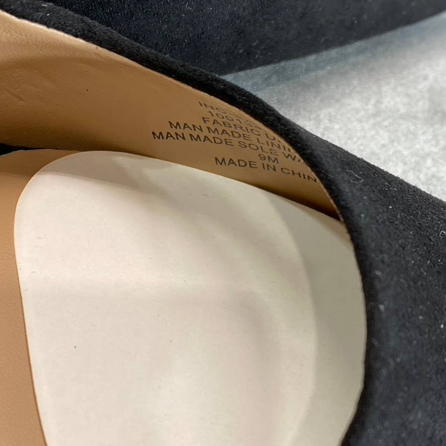 INC INTERNATIONAL CONCEPTS Women's Black Micro Sadelle Chain-Detail Pumps SZ 9