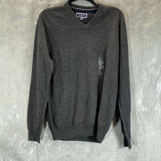 CLUB ROOM Men's Charcoal Solid Regular-Fit Merino Wool V-Neck Sweater SZ S