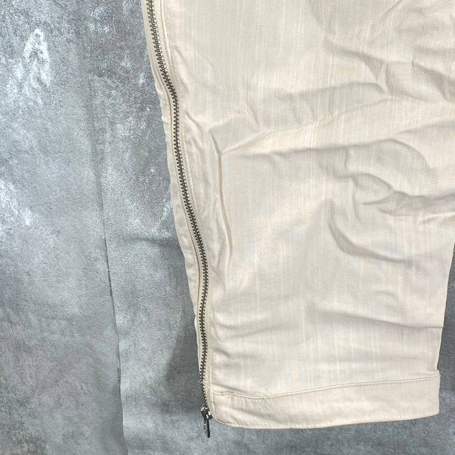 INC Women's Cashmere Cream EARTH Cargo High-Rise Zipper-Hem Joggers SZ L