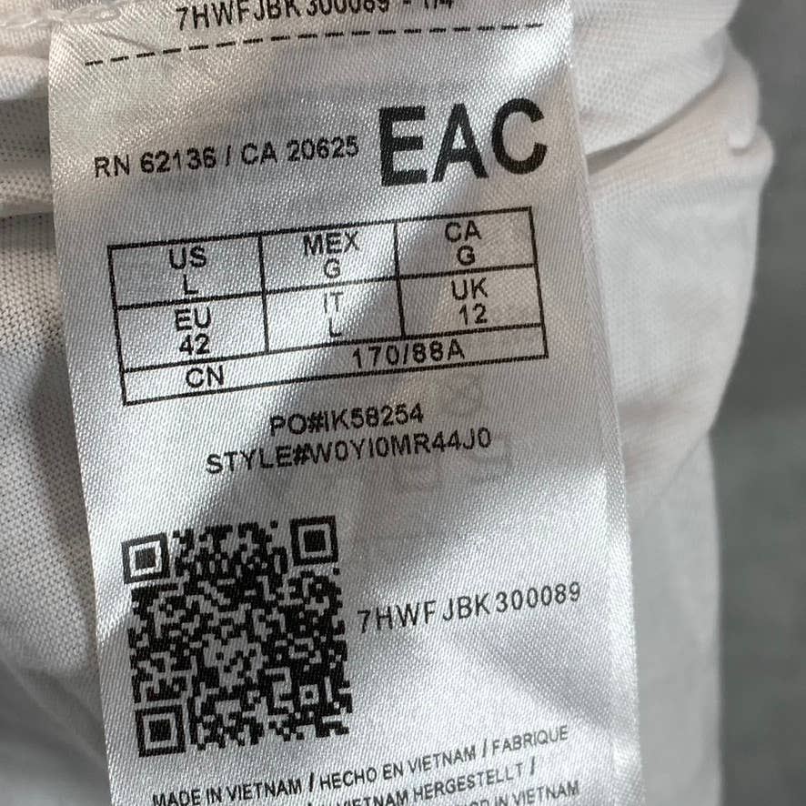 GUESS Women's White Open-Back Tie Detail Crewneck Short-Sleeve T-Shirt SZ L