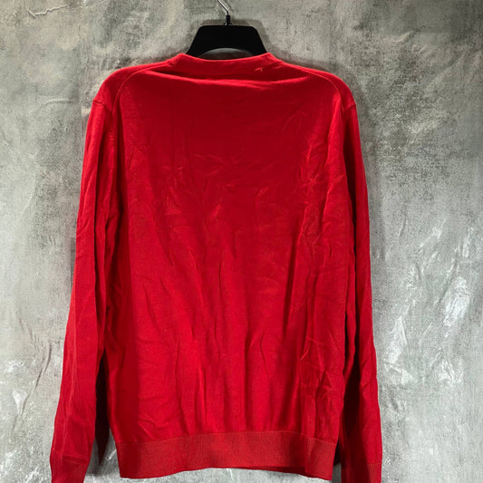 HUGO BOSS Men's Red San Cassius Logo Classic-Fit Crewneck Pullover Sweater SZ L