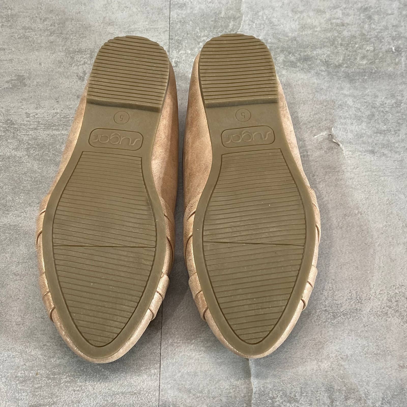 SUGAR Big Girl's Gold Metallic Becki Crisscross Round-Toe Slip-On Flats SZ 5