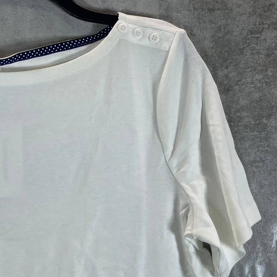 CHARTER CLUB Women's Bright White Boatneck Short-Sleeve Top SZ L