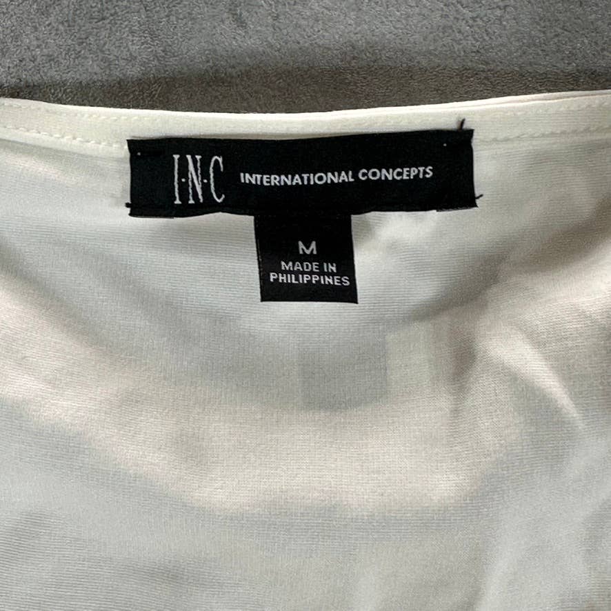 INC INTERNATIONAL CONCEPTS Women's Washed White Square-Neck Ruffled Top SZ M