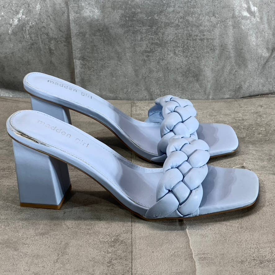 MADDEN GIRL Women's Blue Ribbon Gracy Braided Square-Toe Block-Heel Sandals SZ10