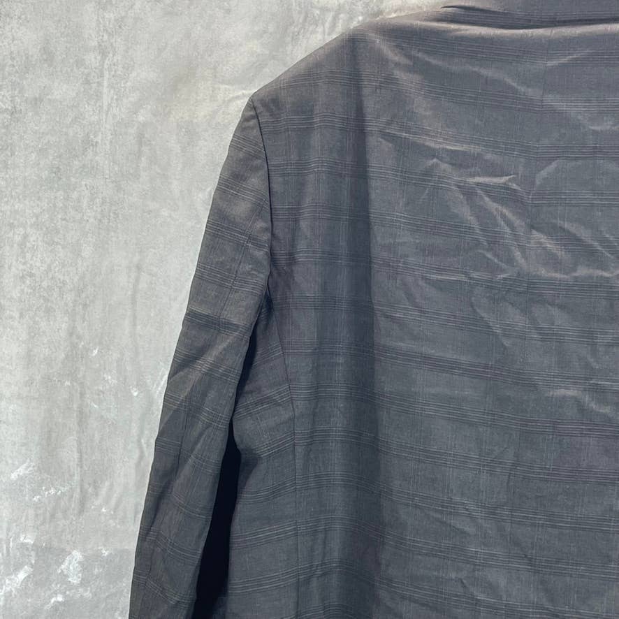 MARC NEW YORK Men's Light Grey Plaid Modern-fit Two-Button Suit jacket SZ 48R