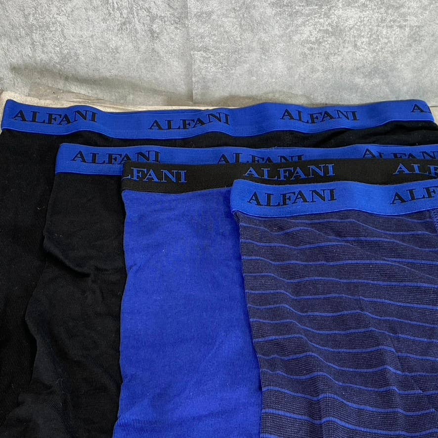 ALFANI Alfatech Men's Blue 4-Pack Elasticized Logo Waistband Boxer Briefs SZ L