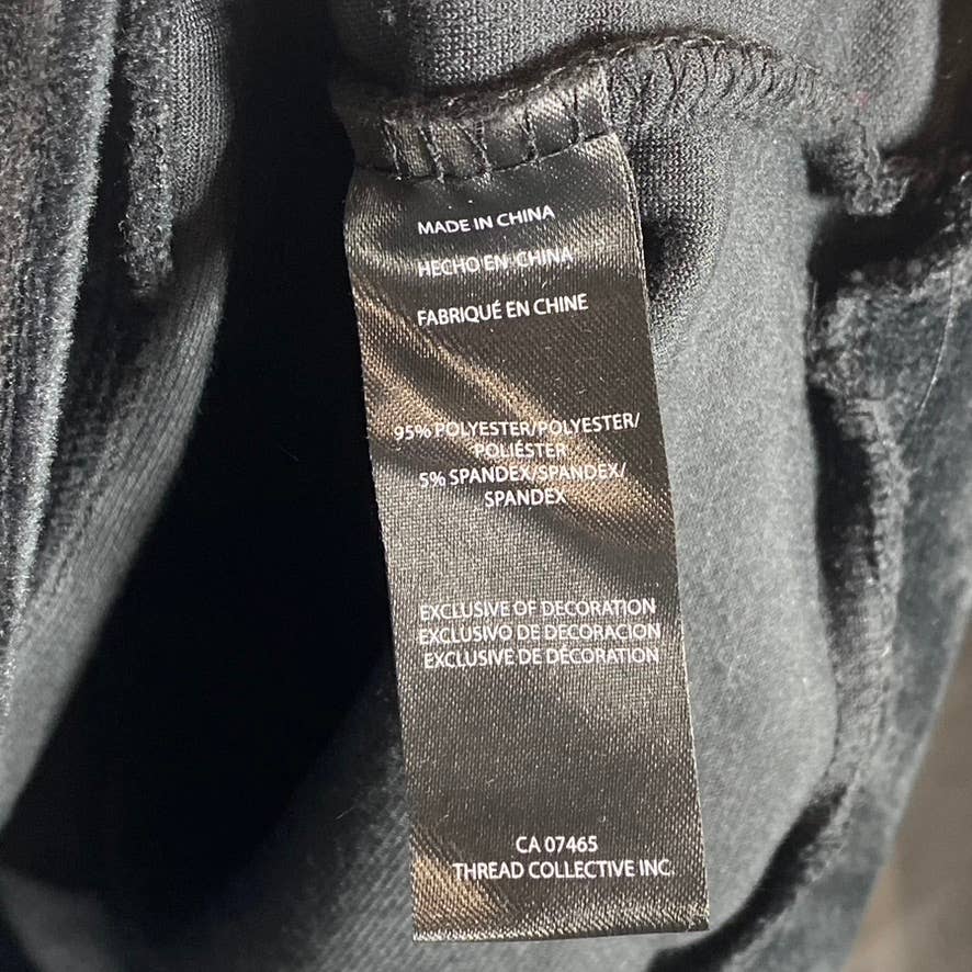 BEBE Women's Black Velour Rhinestone Logo Crewneck Pullover Sweatshirt SZ S