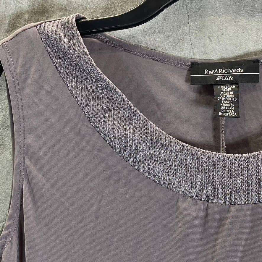 R&M RICHARDS Women's Petite Silver Metallic 2-Piece Jacket Knee-Length Dress