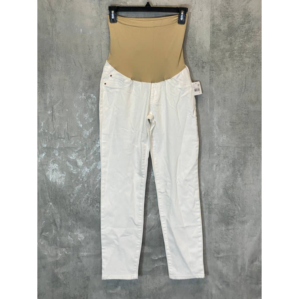 A PEA IN THE POD Women's Maternity White Luxe Secret Fit Belly Skinny Jeans SZ27