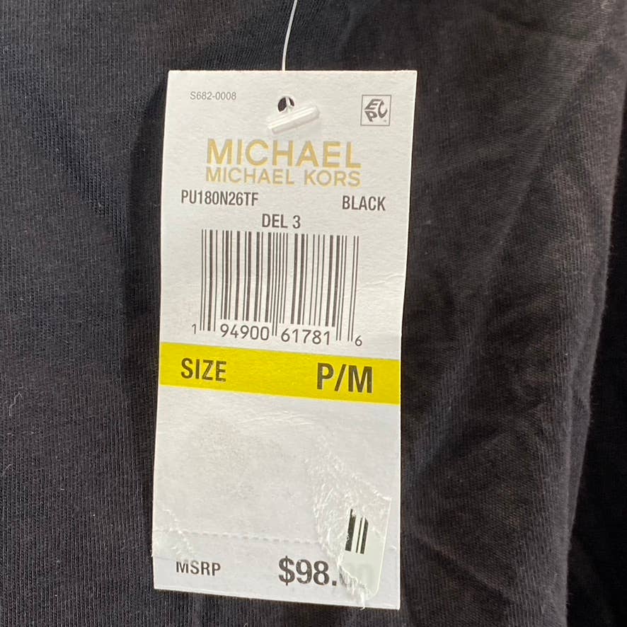 MICHAEL MICHAEL KORS Women's Petite Black Sleeveless Asymmetrical Sheath Dress