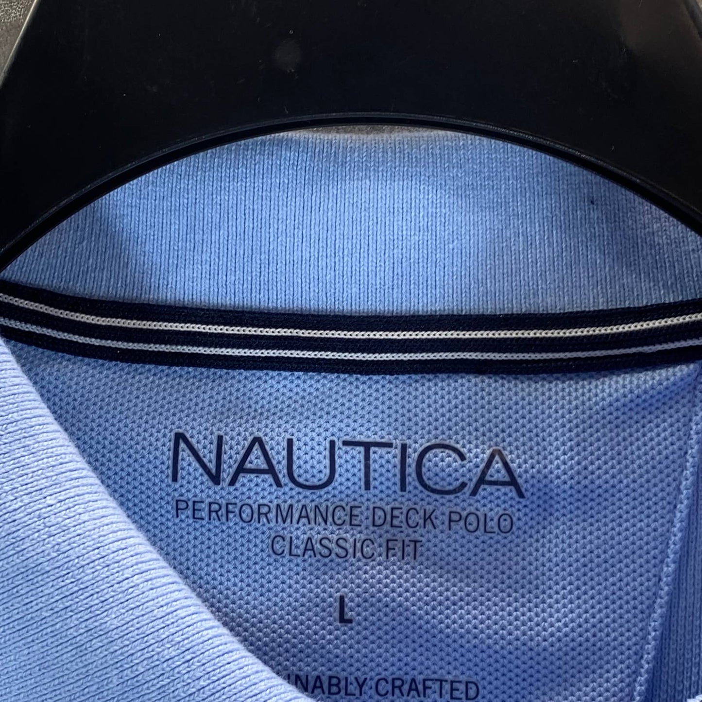 NAUTICA Men's Noon Blue Sustainably Crafted Deck Classic-Fit Polo Shirt SZ L