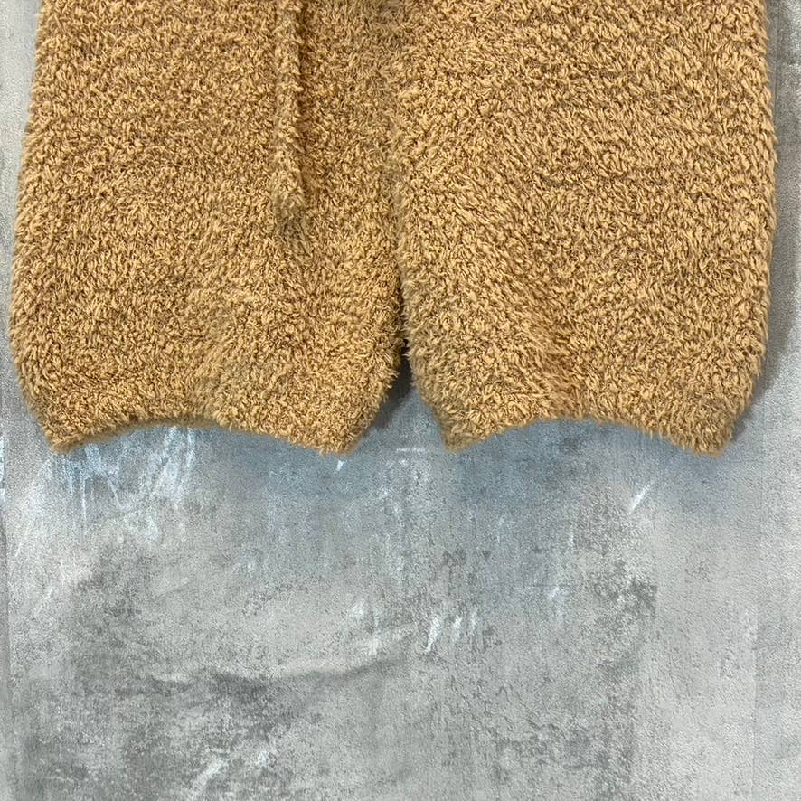 LULUS Women's Camel Eyelash Sweater Knit High Waist Elastic Drawstring Lounge Shorts SZ M