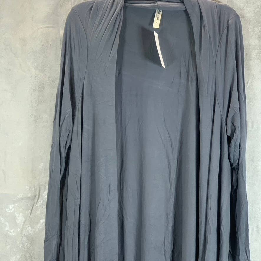24SEVEN COMFORT APPAREL Women's Grey Long-Sleeve Open-Front Extra Long Cardigan