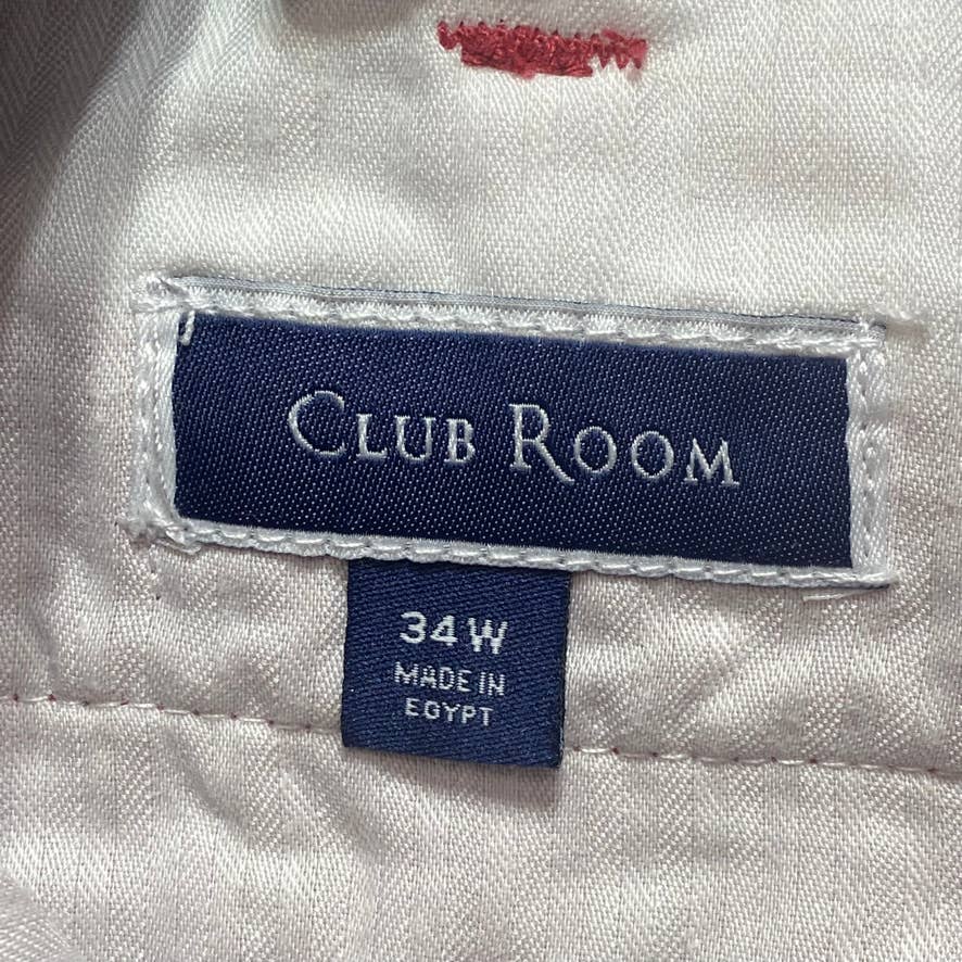 CLUB ROOM Red Regular-Fit 4-Way Stretch Shorts SZ 34