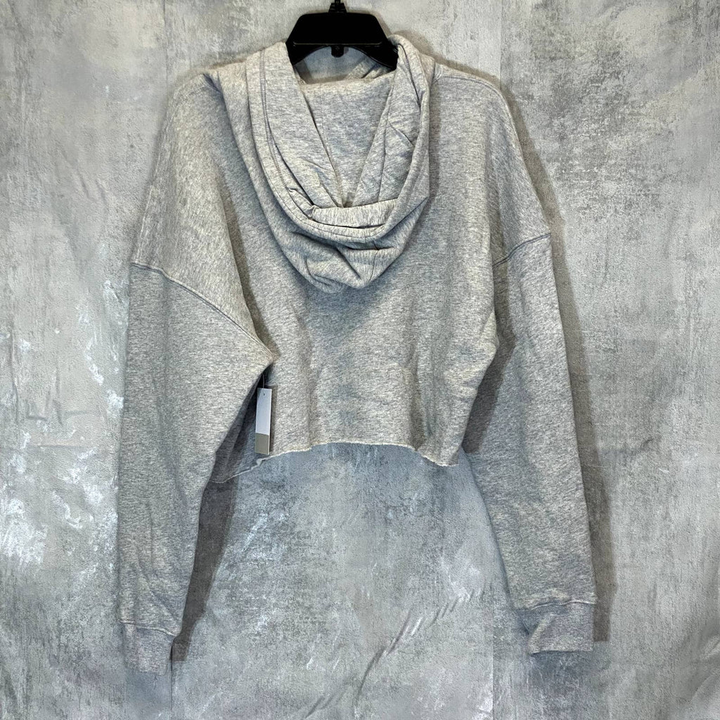 BP. Women's Grey Heather Inspired Cutoff Graphic Pullover Hoodie SZ L