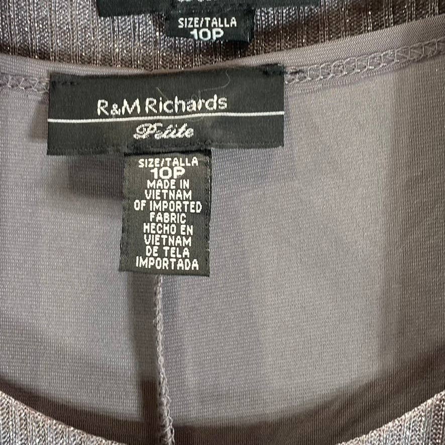 R&M RICHARDS Women's Petite Silver Metallic 2-Piece Jacket Knee-Length Dress