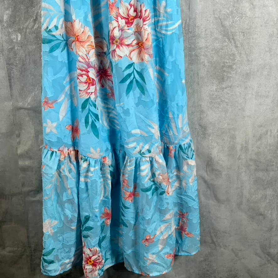 WILLOW DRIVE Women's Sky Blue Combo Off-The-Shoulder Floral-Print Maxi Dress