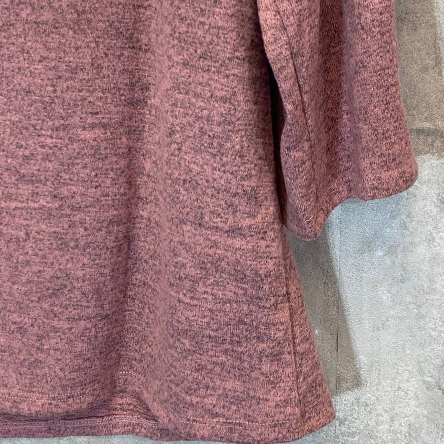 NY COLLECTION Women's Mauve 3/4 Criss Cross Grommet Detail Sleeves Scoopneck Top SZ L