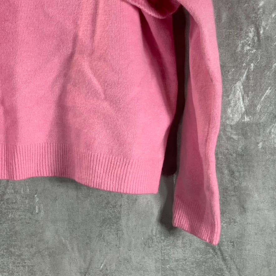 INC INTERNATIONAL Women's Pink Ruffle Shoulder Pullover Crewneck Sweater SZ L
