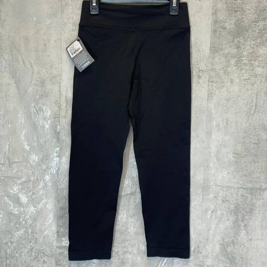 NUX Women's Solid Black V-Crop Medium-Rise Pull-On Capri Leggings SZ S